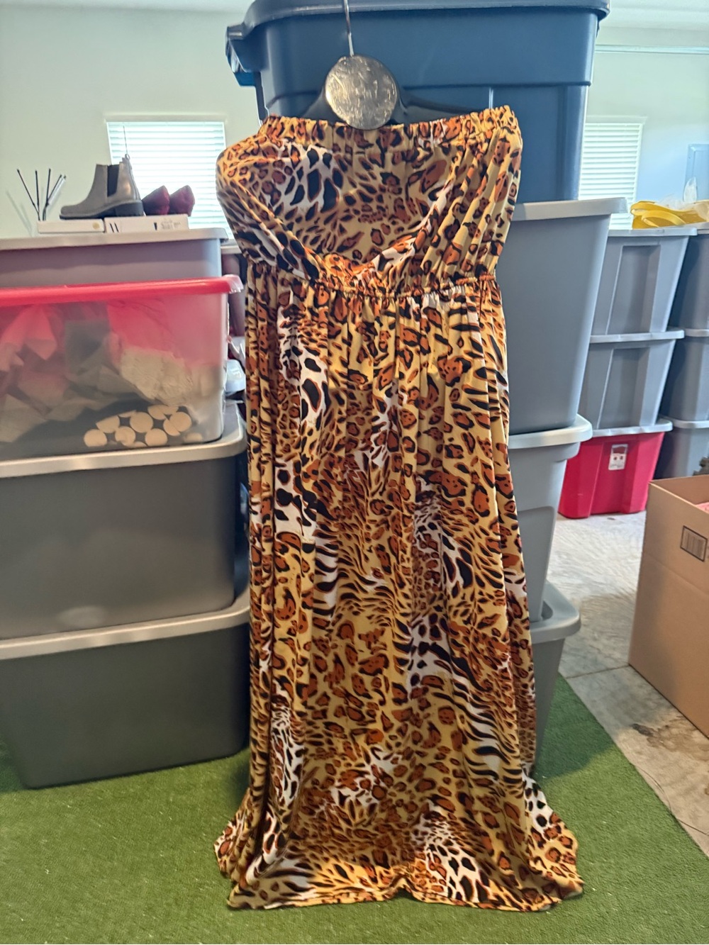 Strapless Leopard Print Maxi Dress - Bold Animal Print p36 - Picture 1 of 5